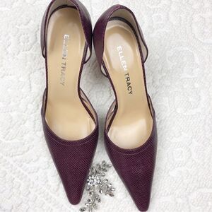 Ellen Tracy Shoes Heels Leather Snake Skin Purple 6